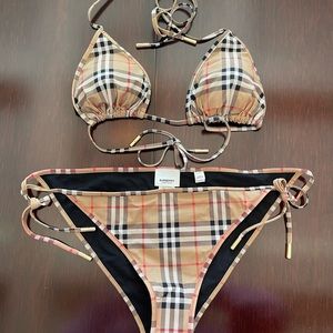 Authentic Burberry Cobb Vintage Check Two-Piece Bikini Swimsuit
